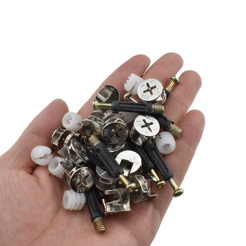 HAHIYO Furniture Connector Cam Lock Fittings Dowel Flat Back Fastener Table Side Knock