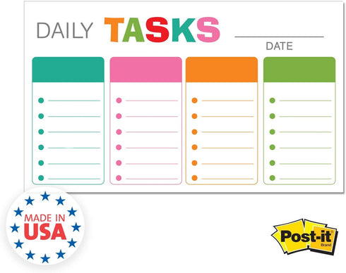 Bright Cheerful Daily Chore Chart, 10" x 6" Sticky Note Fill in Task List for Homeschool Task Assignment
