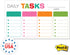 Bright Cheerful Daily Chore Chart, 10" x 6" Sticky Note Fill in Task List for Homeschool Task Assignment