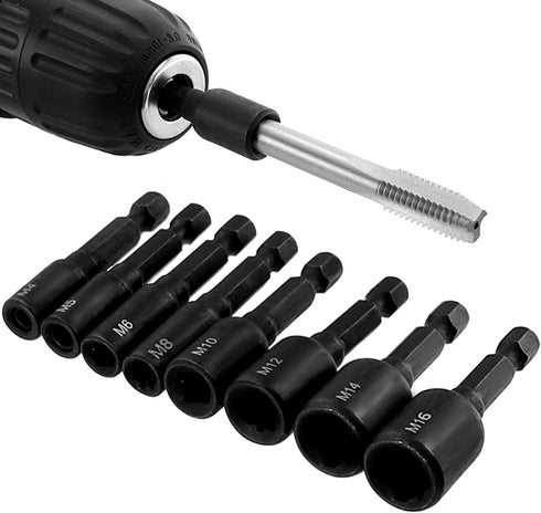 8 Pcs Tap Socket Wrench, High Hardness Alloy Steel Socket Taps, 1/4 Hex Shank Air Screwdriver Accessories