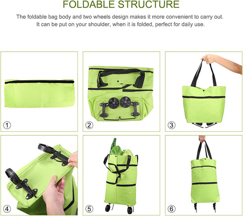 2 1 2023 in Foldable Shopping Cart, New Foldable Shoppings Bag Carts with Wheels, Portable Rolling Tote Shoppings Bags