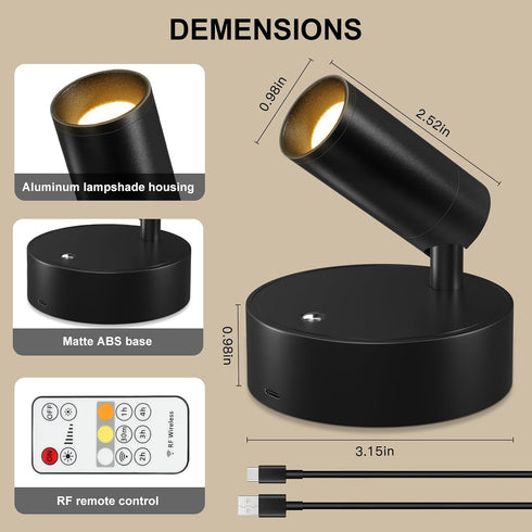 Dimmable, 4 Pack) Kimjo Spot Lights Indoor, Wireless LED Spotlight, Uplighting Indoor with Remote and Accent Lighting