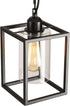 Farmhouse Pendant Light,Black Metal Frame Hanging Light Fixture with Clear Glass Shade Chandelier, Adjustable Chains