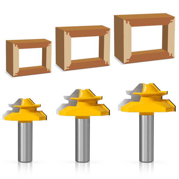 yqlbgprj Lock Miter Router Bit,45 Degree Lock Miter Router bit 1/2 Shank,Box Joint