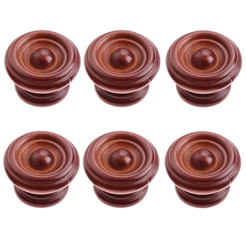 Generic 6PCS Brown-6pcs) Farmhouse Style Wooden Knobs Wood Drawer Shoe Cabinet Bedside Table Knobs Pulls Handles
