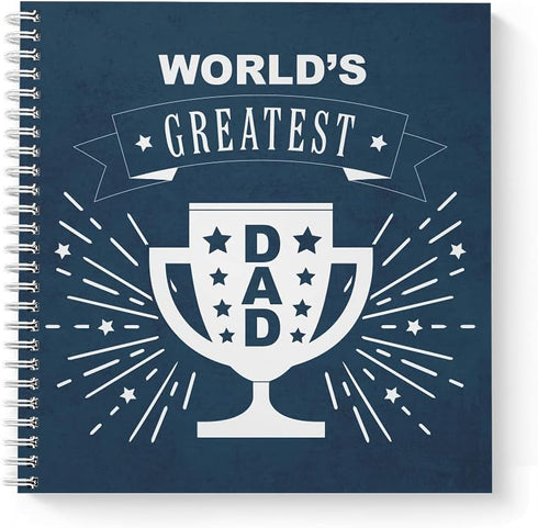 Softcover Greatest Dad 8.5" x 8.5" Men's Spiral Notebook/Journal, 120 Wide Ruled Pages, Durable Gloss Laminated Cover,