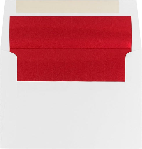 JAM PAPER A6 Foil Lined Invitation Envelopes - 50/Pack - 4 3/4 x 6 1/2 - White with Red Foil