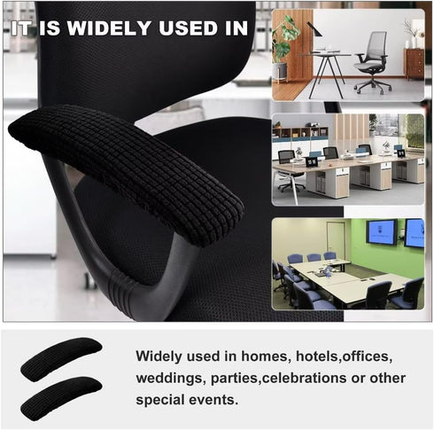 SARAFLORA Stretchable Office Chair-Arm Cover, Stain Resistant Spandex Slipcover for Desk Chairs Arm, Black