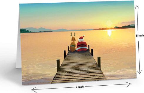 Stonehouse Collection Dock Sunset Christmas Card, 18 Boxed Holiday Cards and Envelopes, USA Made