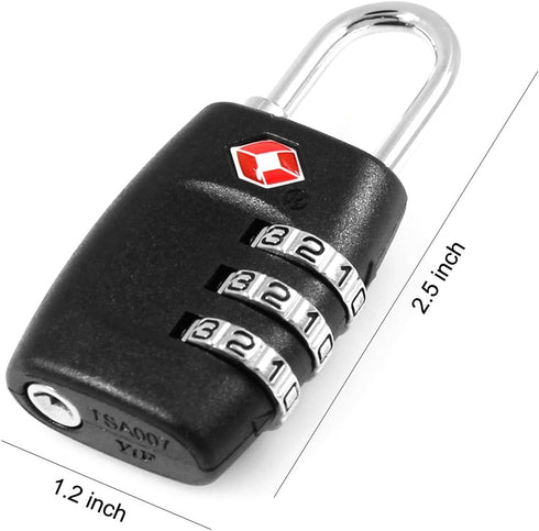 DanziX TSA Approved Lock - 3-Dial Combination Travel Luggage Lock with 4 Colors Stainless Steel Safety Tether
