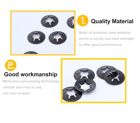 cSeao 235pcs Black Starlock Internal Tooth Lock Washers Assortment Kit - 8 Sizes, M2 to M12