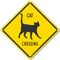 PKAC-0153-NA "Cat Crossing" Aluminum Sign, 10" x 10", Black Text on Yellow Background