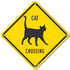 PKAC-0153-NA "Cat Crossing" Aluminum Sign, 10" x 10", Black Text on Yellow Background