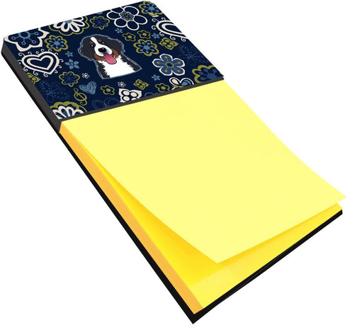 Carolines Treasures Blue Flowers Bernese Mountain Dog Sticky Note Holder, Large Multicolor