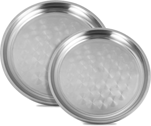 Sacolin 2 14 Inch 16 Inch Seafood Trays for Seafood Barbecue, Pcs Seafood Platter Round Trays, Stainless Steel Serving