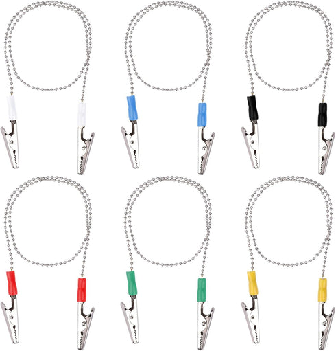 Tinoaly 6pcs Dental Bib Clips with Napkin Chain, 18.89in Metal Bib Holders for