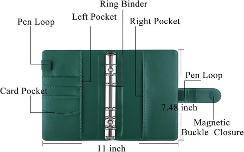 Budget Binder with Zipper Envelopes, Antner, Money Organizer for Cash, Dark Green