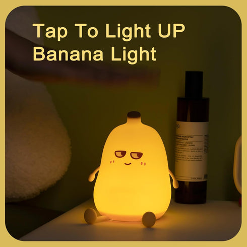 Banana Night Light for Kids, Cute Night Lamp for Room Decor, Portable Silicone Kids Lamp USB Rechargeable Nightlight
