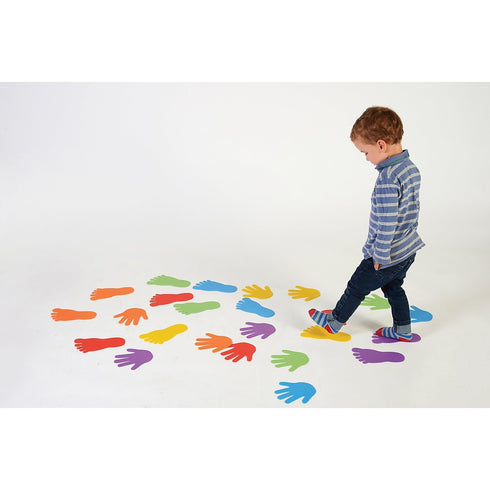 edxeducation-63525 Hand and Foot Mark Set, Includes 2 Large Die for Obstacle Courses, Gross Motor Skills