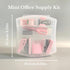 Mini Office Supply Kit Portable Case with Scissors, Mini Stapler, Tape Dispenser, Hole Puncher, Staples