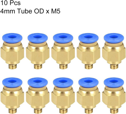 uxcell Straight Pneumatic Push to Quick Connect Fittings, M5 Male x 4mm Tube OD, 10pcs