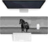 Black Horse Gaming Desk Mat, Personalized Mouse Pad with Non-Slip Rubber Base and Stitched Edges, 31.5 x 15.7 Inch
