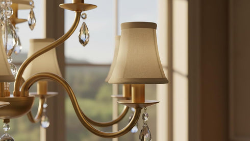 Aspen Creative 30012-2A, 2-1/2" 4" 5" Set 2 Bell Clip-On Chandelier Lamp Shade, Butter Crme, Top x Bottom x Slant