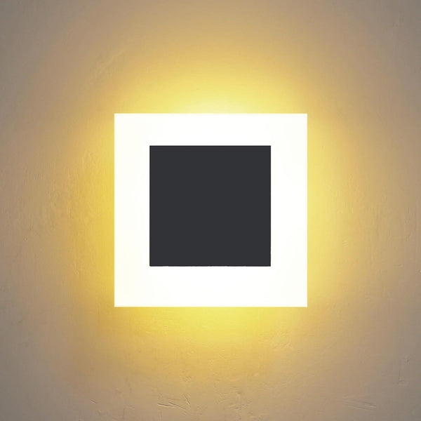 Kawell 10W Square Acrylic LED Wall Sconce Non-Dimmable Hardwired Black Wall Light
