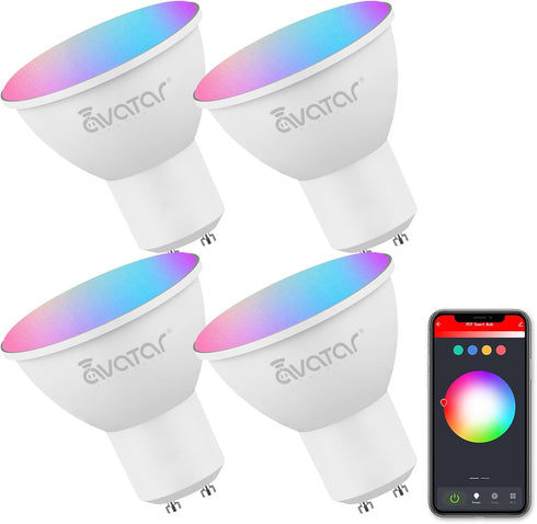 GU10 Smart Bulb 4 Pack, RGBCW Color Changing LED Light Bulbs, 5W Dimmable, WiFi Track Light Bulbs for Kitchen, Bedroom