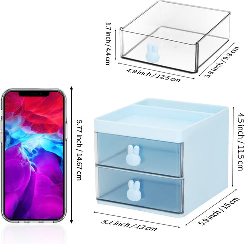 LETURE Small Desk Organizer With Drawer, Office Storage Box for Business Card, Pen, Pencil, Mobile Phone, Makeup