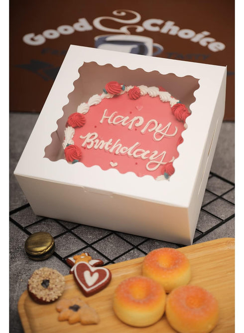 Bakepacker 36pcs Cake Boxes with Window, 8x8x5 Inches, 18-Packs White Bakery Boxes, Includes Cake Boards & Ribbon