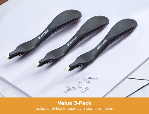 Bostitch Office Easy Staple Remover, Magnetic Tip, 3-Pack (4M-BLK-3PK)