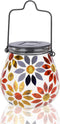 Afirst Mosaic Solar Lanterns Outdoor - Glass Hanging Solar Lights Hollow Out