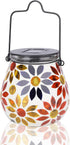 Afirst Mosaic Solar Lanterns Outdoor - Glass Hanging Solar Lights Hollow Out