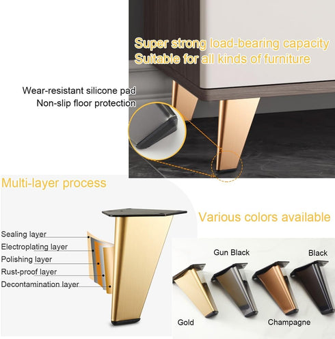 YAVVAY 120mm/135mm black,13.5 Stainless Steel Heavy Duty Furniture Feet, Metal Furniture Cabinet Support Legs