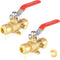1/2 Inch Push-fit Drop Ear Ball Valve with Drain, Full Port Brass Shut off Ball Valve, Pack of 2 for Copper, PEX, CPVC