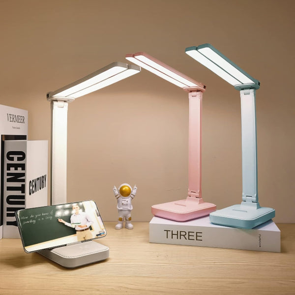 Pink Desk Lamp for Home Office - Portable Cute Small Desk Lamp, 3 Lighting Modes, Battery Operated for Kids