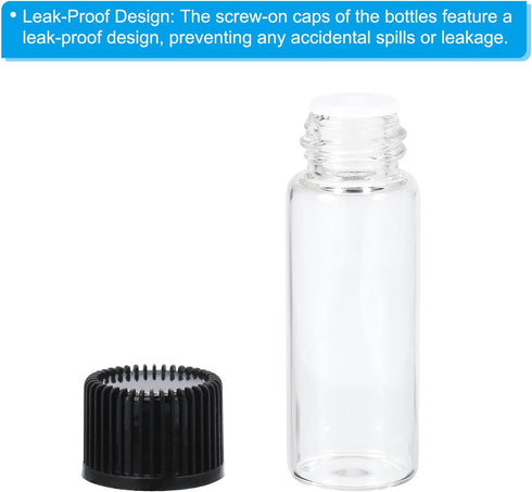 PATIKIL 50 Pack Essential Oil Bottles, 5ml Clear Glass Bottles with Orifice Reducer, Sample Vial Storage Container