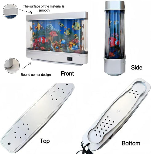 XiaYiTL 80s Fake Fish Tank Lamp - Moving Aquarium Night Light with Virtual Ocean Effect, Retro Design for Adult