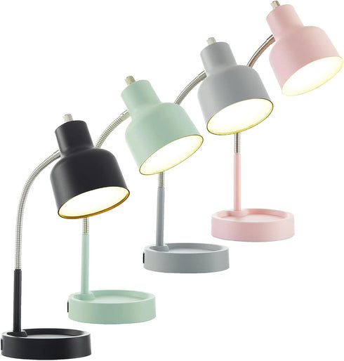 Generic 17" LED Catch-All Base & AC Outlet Adjustable Flexible Desk Lamp (Green)