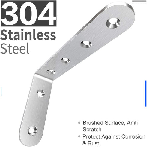 Deezio 90 Pack 4(150x100x4mm) Corner Brace Angle Bracket, Stainless Steel Degree Strong Loading Capacity Shelf Wall