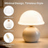 Cozy Dimmable Mushroom Table Lamp for Bedroom, Bedside Lamp with Glass Shade, Stepless Nightstand Lamp for Relaxing