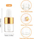15Pcs Clear Glass Essential Oil Dropper Bottles - Mini 1ml/2ml/3ml with Gold Cap and White Latex