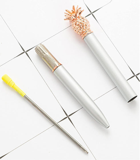 Gullor 6 Pieces Pineapple Pens, Bling Metal Ballpoint Pens for School Office Supplies, 1.0 mm Black Ink
