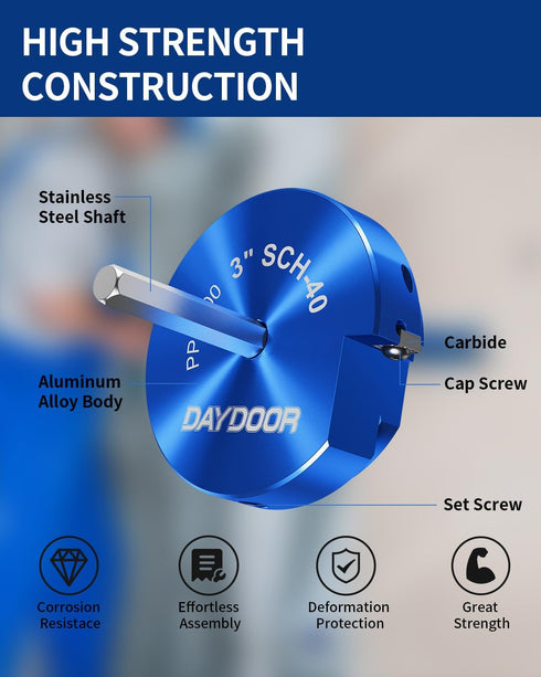 3'' PVC Pipe Reamer, Plastic Pipe Fitting Reamer, Clean Leftover Pipe & Solvent Cement Residue, Fits Standard 1/2" Drill