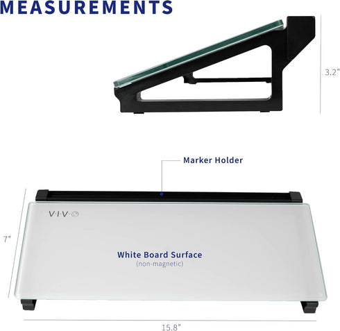 VIVO 16 x 7 inch Desktop Whiteboard with Marker Slot, Non-Streak White Surface, Black Frame