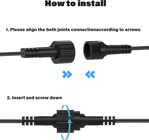 FFZZKJ 16.4Ft/5M IP68 24AWG 2 Extension Cable for Christmas String Lights Waterproof Extension Lead Extension Cord