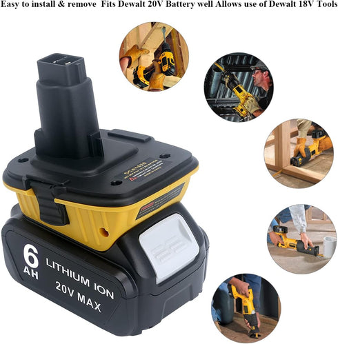 2-Packs DCA1820 18V to 20V Battery Adapter for Dewalt 20V MAX Lithium Battery, Replace for Dewalt 18Volts Tools