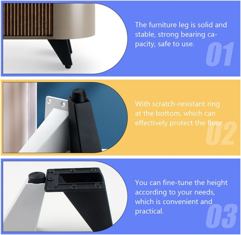 2pcs Luxshiny Aluminum Alloy Furniture Heightening Feet Anti-Slip Cabinet Legs with Scratch-Resistant Base Adjustable