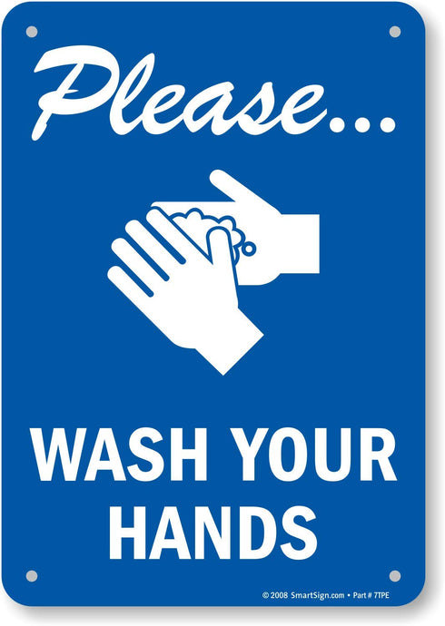 SmartSign - S-4868-PL-10 "Please Wash Your Hands" Sign, 7" x 10" Plastic